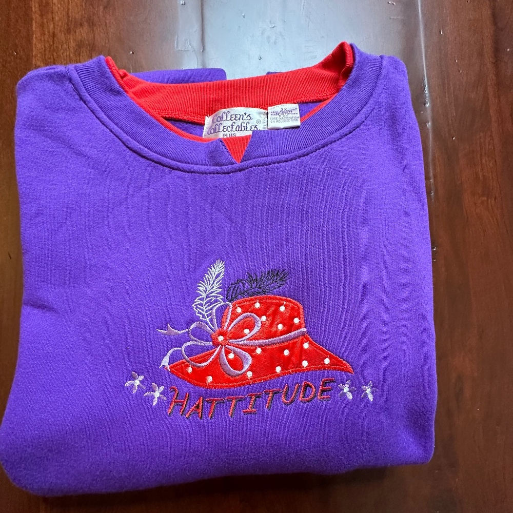 Red Hat Lady Red Hat Sweatshirt Long Sleeve Red and Purple 3X "Hatitude"